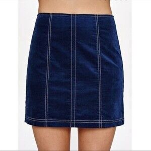 Pacsun blue velvet high waisted mini skirt size small 25